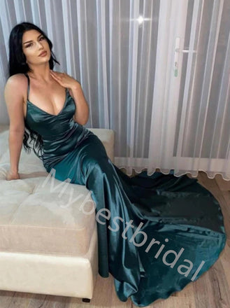 Sexy V-neck Spaghetti straps Mermaid Prom Dresses,PDS0756