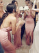 Sexy Pink Mermaid Side Slit Long Bridesmaid Dresses Online, WGY0331