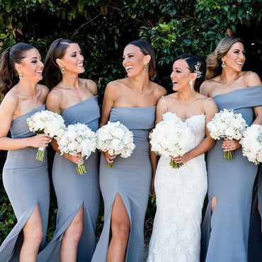 Unique Side Slit Mermaid Long Bridesmaid Dresses Online, WGY0338