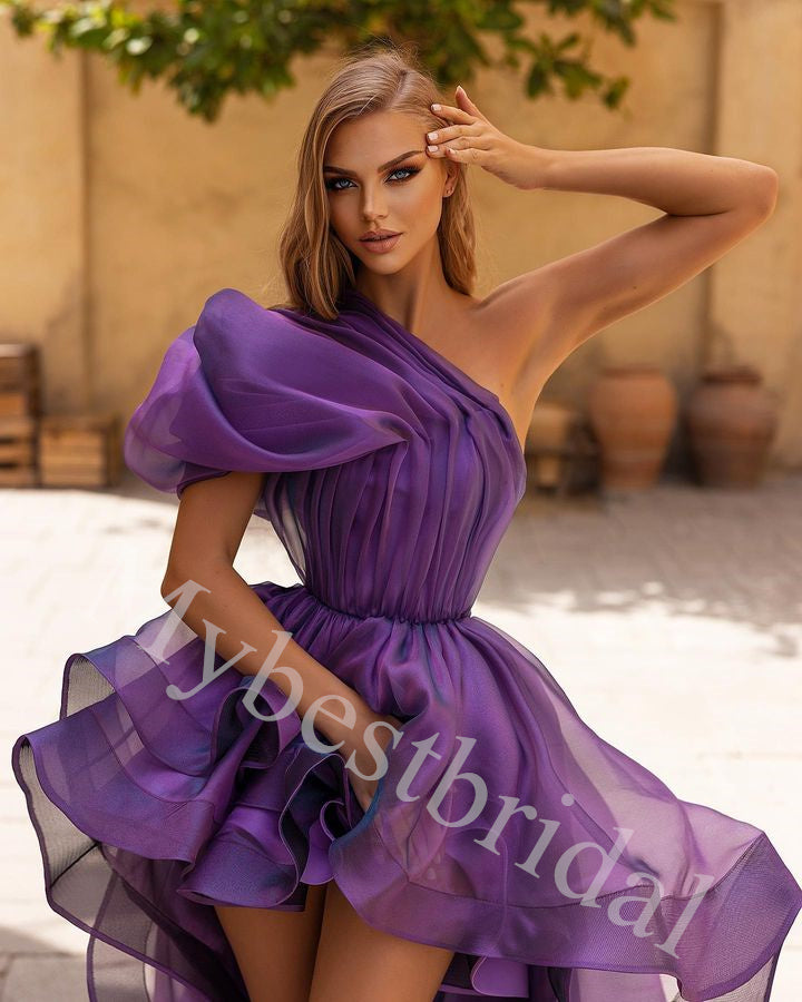 Sexy One shoulder High-low A-line Long Prom Dress,PDS1050