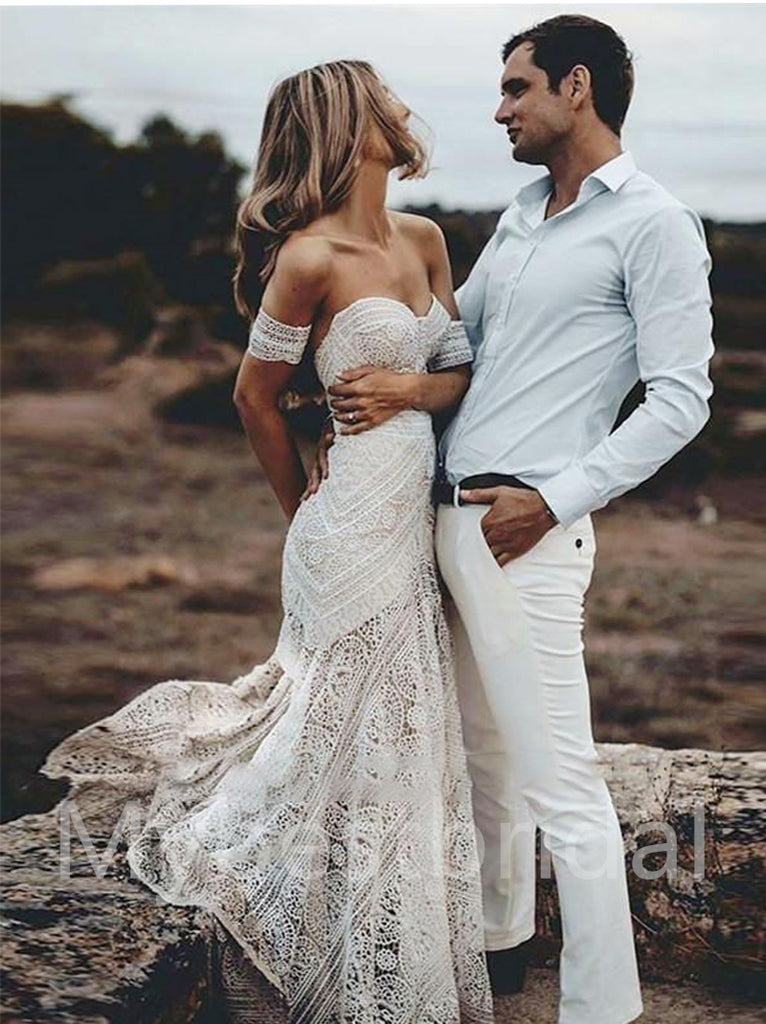 Sexy Sweetheart Off shoulder Mermaid Lace applique Wedding Dresses,WDY0330