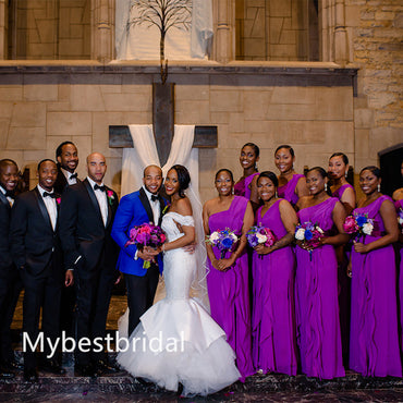 One-shoulder A-line Floor-length Elegant Simple Long Bridesmaid Dresses, BDS0264