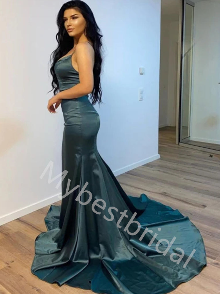Sexy V-neck Spaghetti straps Mermaid Prom Dresses,PDS0756