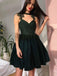 A-line Spaghetti Straps Dark Green Lace Homecoming ,Short Prom Dresses,BDY0345
