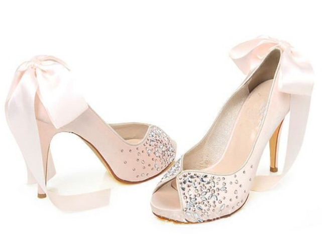 Pink Crystal High Heels Pointed Toe Rhinestone Wedding Bridal Shoes, SY0126