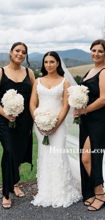 Simple Spaghetti Strap Mermaid Long Wedding Dresses With Train, WDS0079