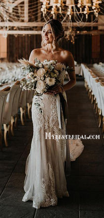 Simple Sweetheart Sleeveless Lace Appliques Long Cheap Wedding Dresses, WDS0043