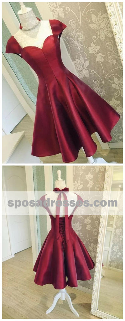 Sexy Backless Cap Sleeves Short Red Homecoming Dresses Online, BDY0334