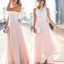 Online Junior Unique Long Prom Dress Formal Blush Pink Chiffon Cheap Bridesmaid Dresses, WGY0110