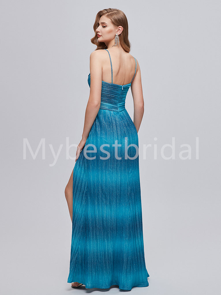 Sexy V-neck Spaghetti straps Side slit Mermaid Prom Dresses,PDS0515