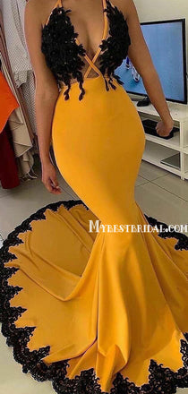 Sexy V-neck Mermaid Lace Long Prom Dresses, BG0084