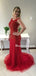 Bateau Rhinestone Prom Dresses, Red Mermaid Prom Dresses, Long Prom Dresses, Prom Dresses, BG0399