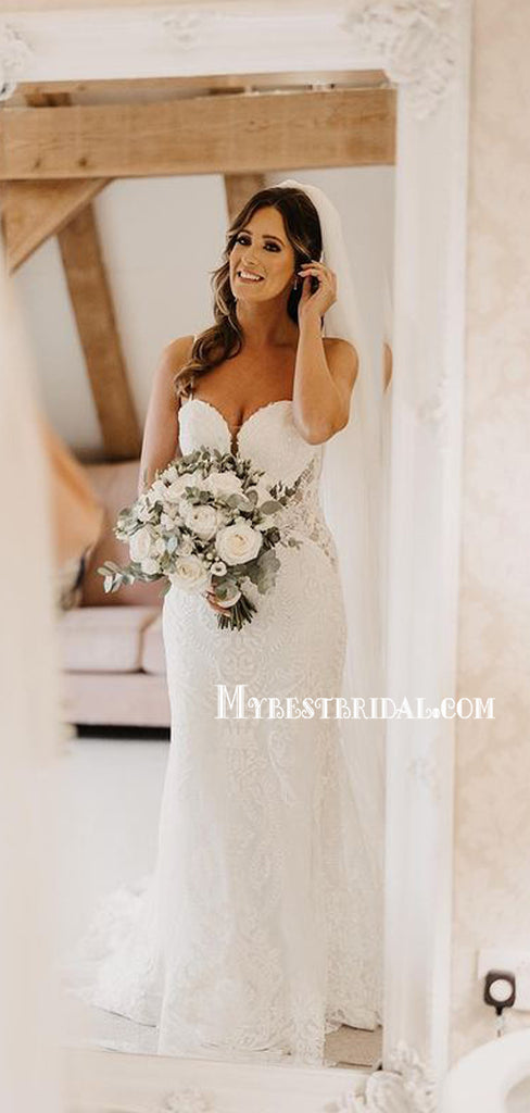 New Arrival Lace Straps V-neck Mermaid Charming Wedding Dresses Online,WDY0239