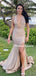 Elegant V-neck Mermaid Side Slit Fashion Modern Party Prom Dresses,PDY0114
