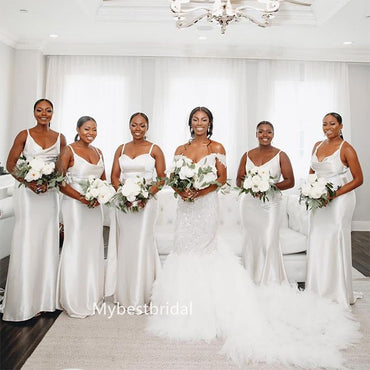 Spaghetti straps V-neck Mermaid Elegant Simple Long Bridesmaid Dresses,BDS0191