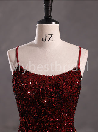 Sexy Square Spaghetti straps Mermaid Prom Dresses, PDS0514