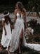 Popular V-ncek Side Slit Open Back Mermaid Simple Wedding Dresses. WDS0099