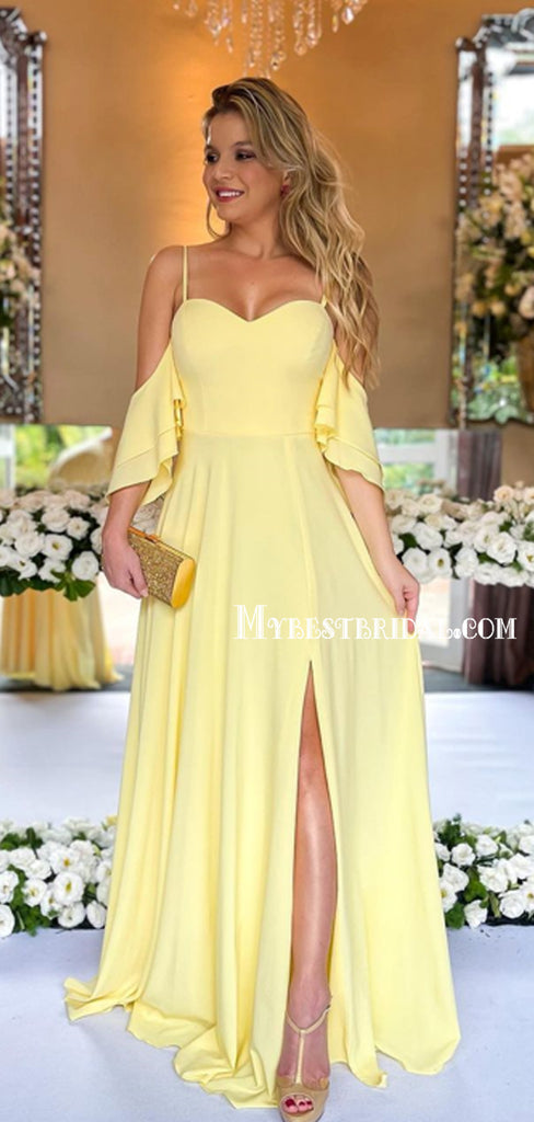 Lovely Chiffon A-line Floor-length Side Slit Party Evening Prom Dresses Online,PDY0155