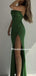 Sexy Spaghetti Strap Mermaid Side Slit Simple Prom Dresses , PDY0121
