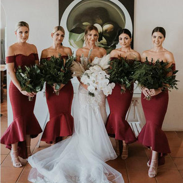 Vintage Mermaid Off-shoulder Simple Bridesmaid Dresses, WDY0297