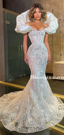 New Arrival Lace Mermaid Long Cheap Wedding Dresses, WDS0008