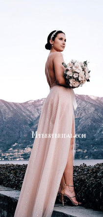 Vintage Sweetheart A-line Sparkly Tulle Side Slit Wedding Dresses, WDY0277