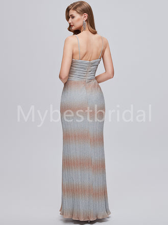 Sexy V-neck Spaghetti straps Side slit Mermaid Prom Dresses,PDS0516