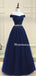 A-Line Off Shoulder Floor Length Tulle Over Lace Formal Prom Dresses,WDY0153
