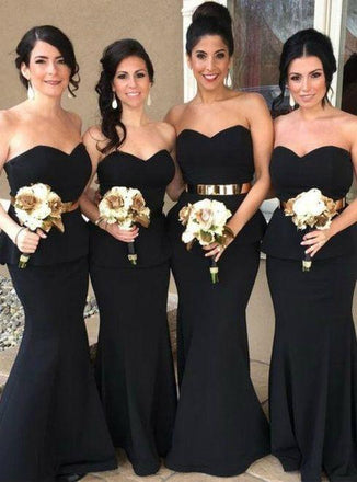 Sweetheart Black Mermaid Cheap Long Bridesmaid Dresses Online, WGY0297