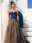 Sweetheart A-line Long Black Royal Blue Prom Dresses,Cheap Prom Dresses,PDY0522