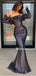 Black Mermaid Long Sleeve Vintage Charming Long Prom Dresses, PDS0243