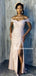 Simple Off-shoulder Mermaid Side Slit Long Bridesmaid Dresses, BDS0170