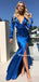 Elegent Mermaid V-neck Side Slit Long Sleeve Prom Dresses, PDS0149