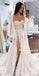 Elegant Sweetheart Side Slit Lace With Long Sleeve Wedding Dresses, WDY0266