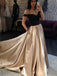 A-Line Off The Shoulder Black Satin Long Prom Dress,Cheap Prom Dresses,PDY0535