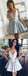 A-Line V-Neck Light Blue Satin Homecoming Dress With Appliques,Short Prom Dresses,BDY0328