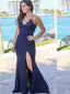 Spaghetti Straps Navy Blue Lace Prom Dresses,Cheap Prom Dresses,PDY0467