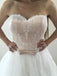 Simple A_Line Strapless White Tulle  Lace Wedding Party Dresses With Belt, WDY0152