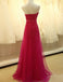 Sweetheart Hop Pink Appliques Beaded Long A-line Simple Tulle Prom Dresses, BG0302