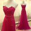 Sweetheart Hop Pink Appliques Beaded Long A-line Simple Tulle Prom Dresses, BG0302