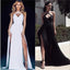 Simple Slit Chiffon Long A-line Flowy Popular Cheap Prom Dresses, BG0304