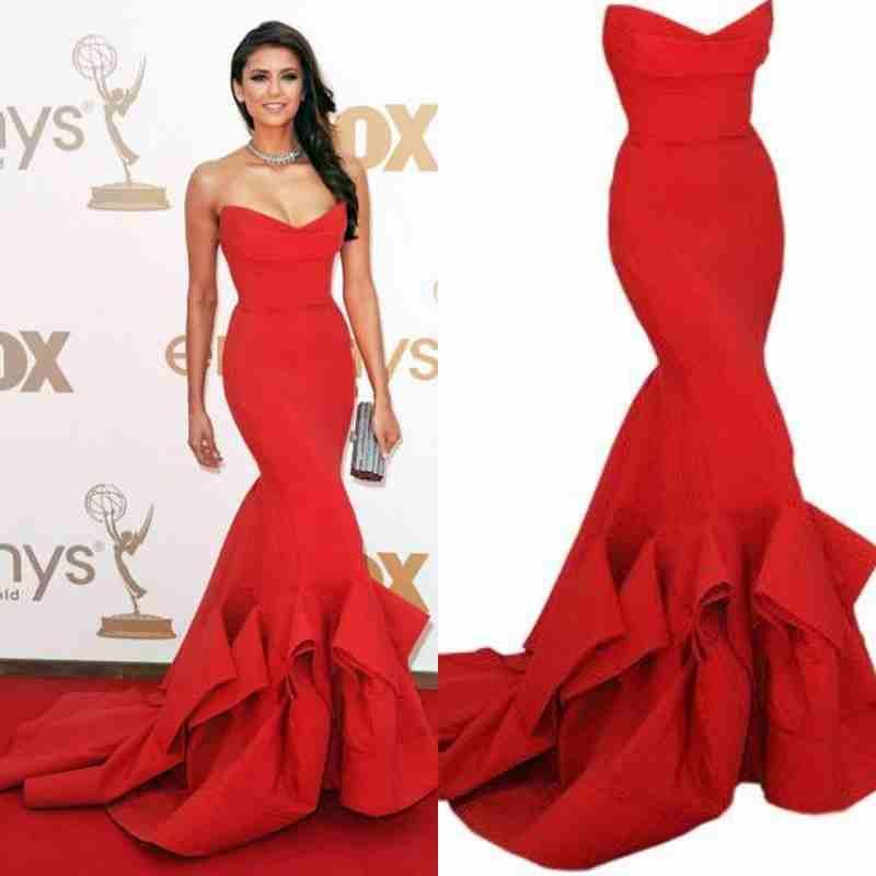 Simple Design Sweetheart Red Long Mermaid Red Carpet Inspired Prom Dresses, BG0306