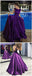 A-line Bateau Long Purple Satin Prom Dresses ,Cheap Prom Dresses,PDY0424