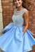 Open Back Blue Cap Sleeve Soop Short Cheap Homecoming Dresses Online, BDY0280