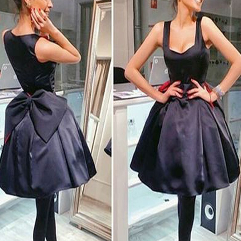 Black bowknot simple lovely Disney homecoming prom gown dress,BDY0105
