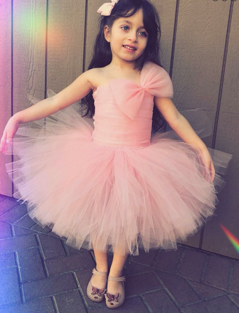 Strapless Grey Tulle Flower Girl Dress with Bowknot ,Cheap Flower Girl Dresses ,FGY0225