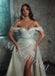 Elegant V-neck Off shoulder Side slit Sheath Long Prom Dress,PDS1046