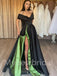 Elegant Off shoulder V-neck Side slit A-line Prom Dresses,PDS0564