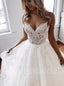 Sexy V-neck Spaghetti straps A-line Lace applique Wedding Dresses,WDY0313