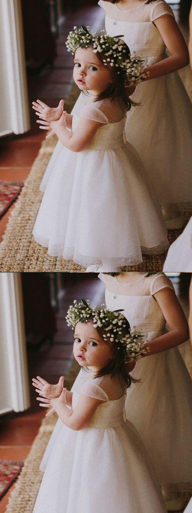 A-line Round Neckline Ivory Tulle Toddler Flower Girl Dress,Cheap Flower Girl Dresses,FGY0193